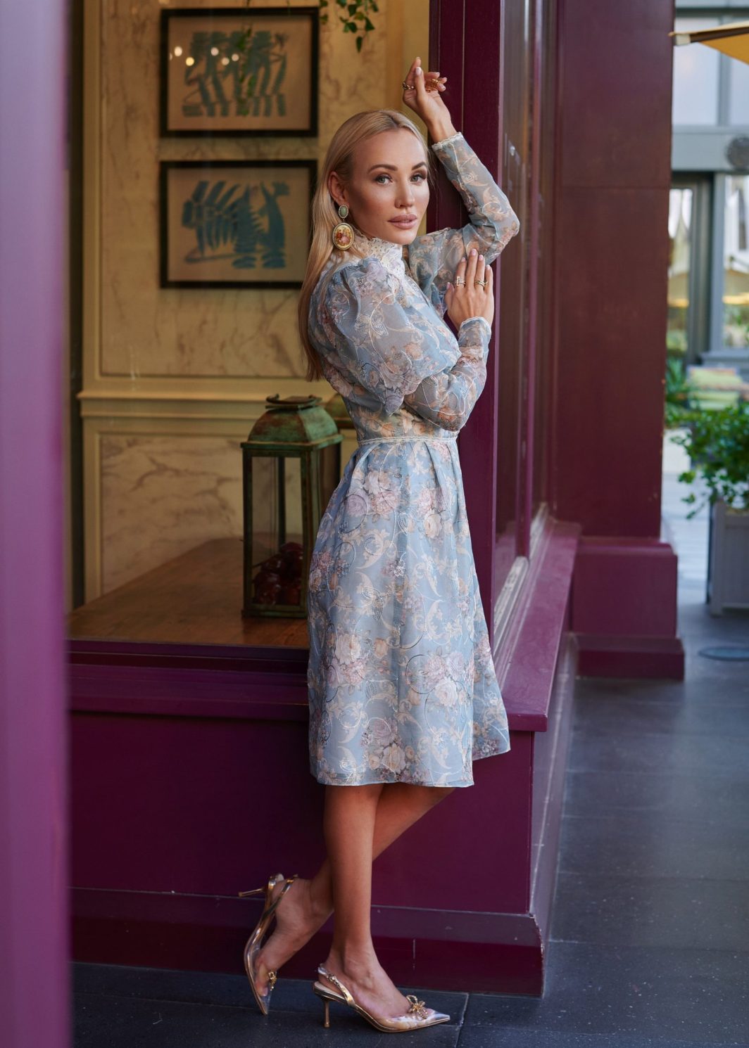 Vintage Floral Linen Dress