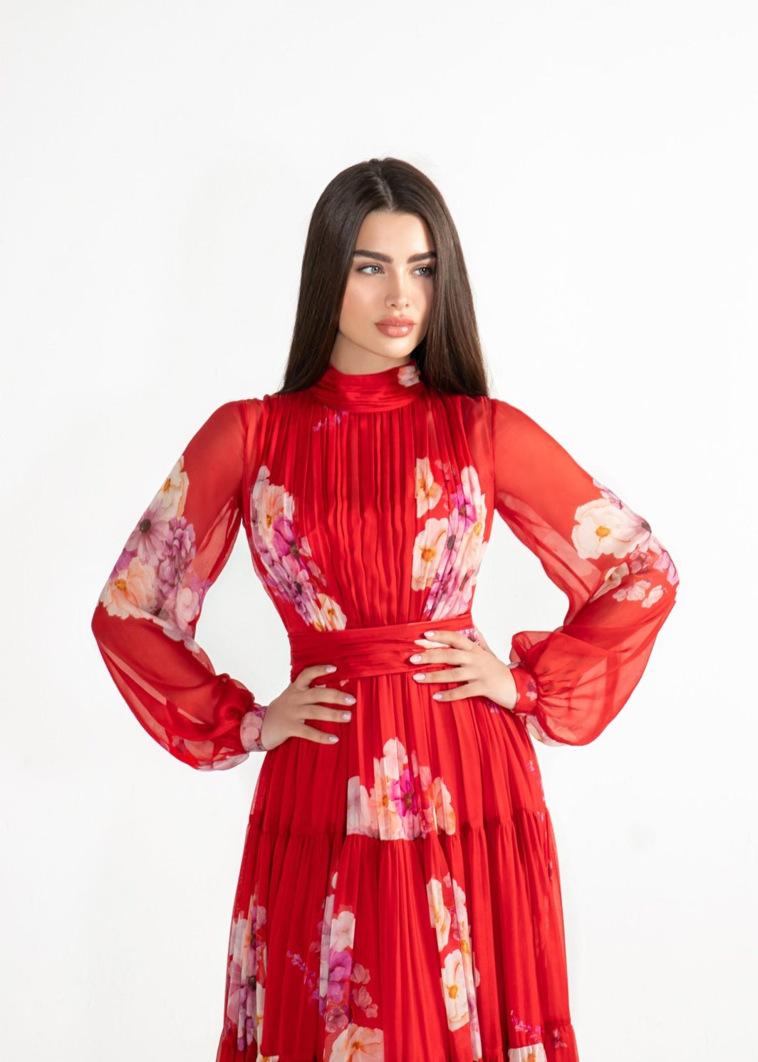 Passion Petal Symphony Long Chiffon Dress