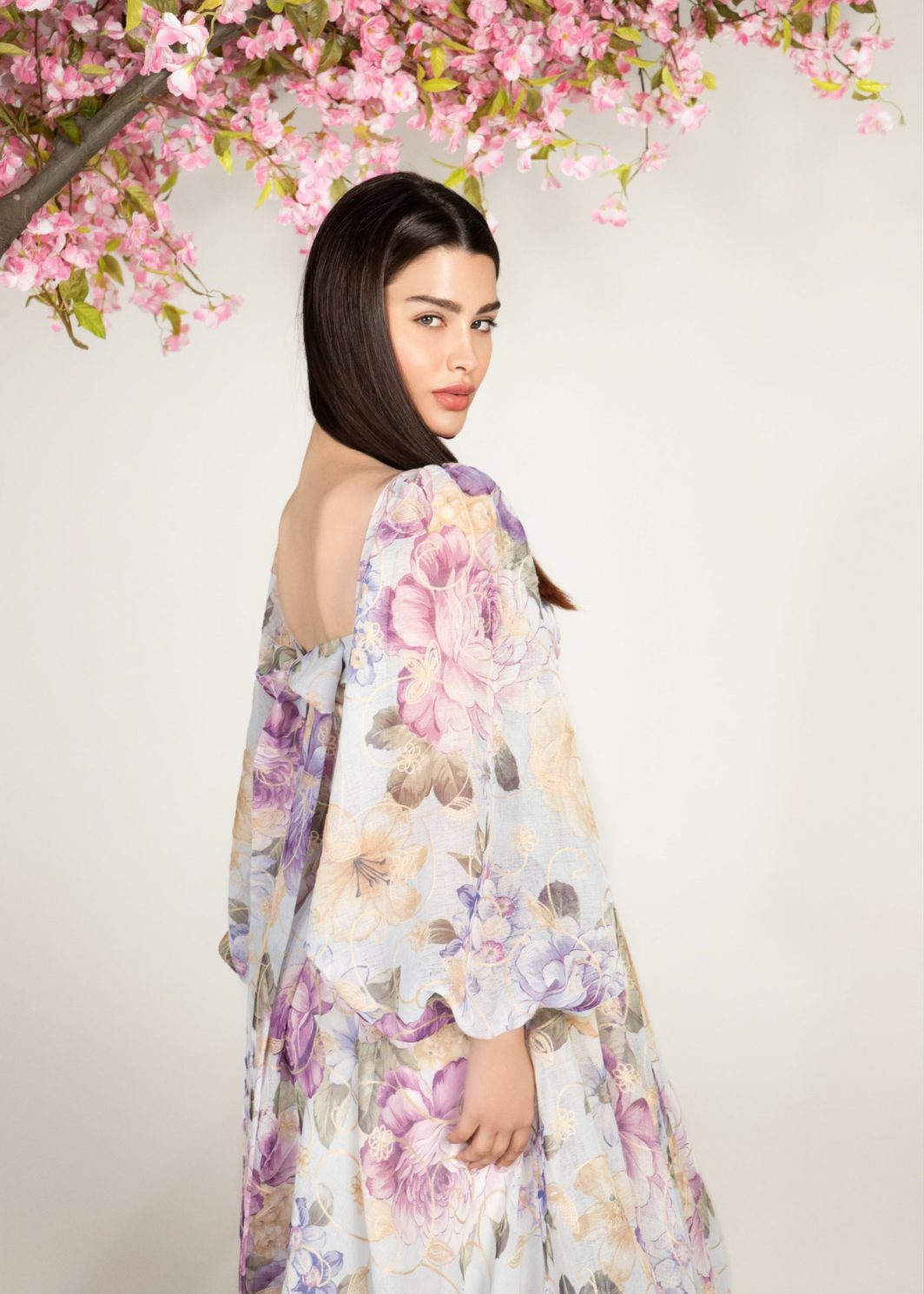 Twilight Reverie Floral Linen Dress