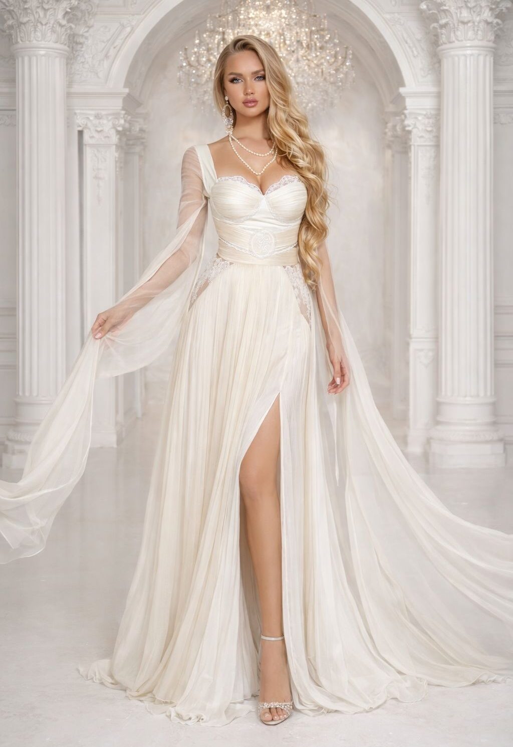 “Look at the Sky” Long Chiffon Dress
