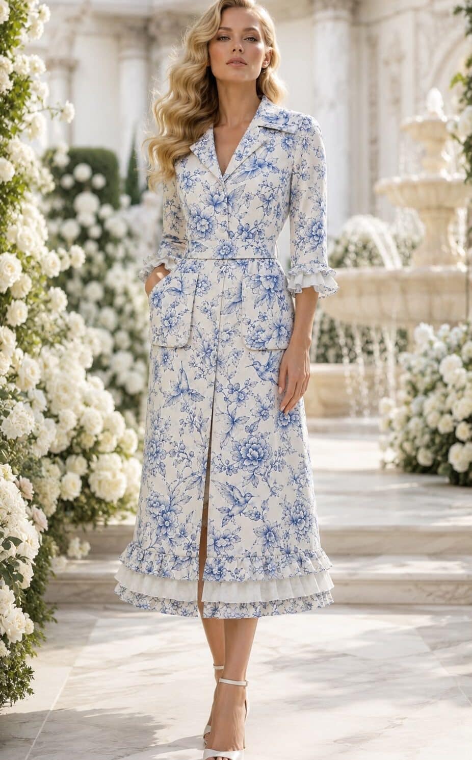 Azure Garden Toile Dress